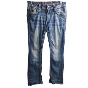 Rock Revival Beliss Easy Boot Jeans‎ Womens 26x28 Embellished Pockets Denim